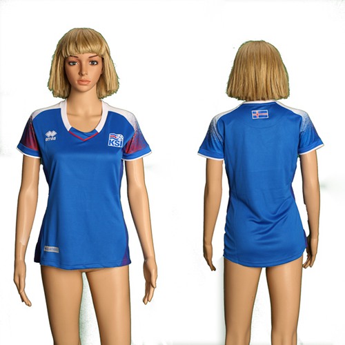 Women's Iceland Blank Home Soccer Country Jersey - Click Image to Close